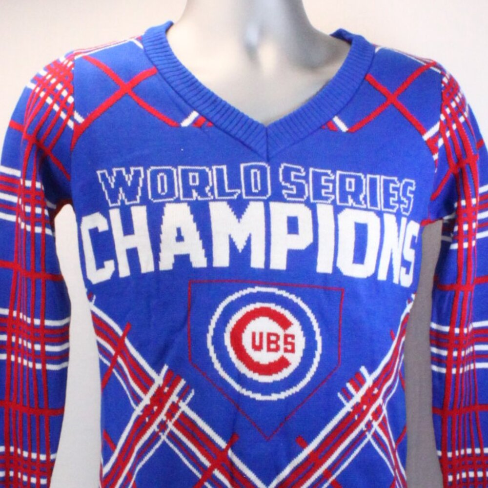 Chicago Cubs 2016 World Series Champions Baseball Ugly Sweater Men's Size Small